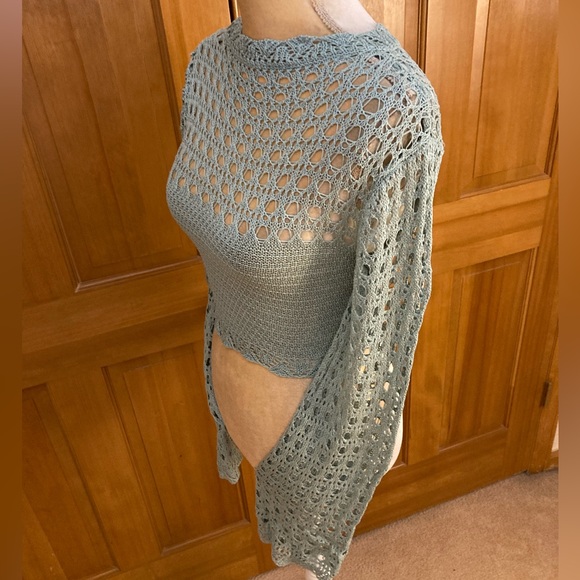 Nwt, Lavishly Paris Women’s Green Knitted Crop Top Sweater - Picture 13 of 16